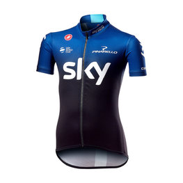 CASTELLI Cyklistický dres s krátkym rukávom - TEAM SKY KID 2019  - čierna/biela/modrá